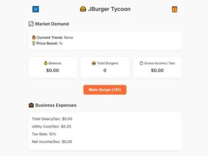 Cluiche Jburger tycoon ar líne