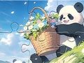 Cluiche Puzal Jigsaw: Panda Flower Basket  ar líne