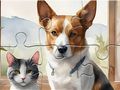 Cluiche Puzal Jigsaw: Madra agus Cat a Phéinteáil Ola  ar líne