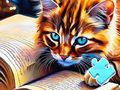 Cluiche Puzal Jigsaw: Cat ag léamh  ar líne