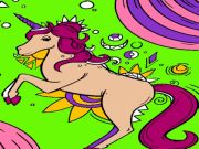 Cluiche Leathanaigh dathúcháin unicorn draíochta  ar líne