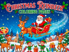 Cluiche Christmas Reindeer Coloring Pages ar líne