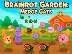 Cluiche Brainrot Garden. Merge Cats ar líne
