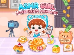 Cluiche ASMR Girl: Livestream Mukbang ar líne