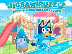 Cluiche Jigsaw Puzzle: Bluey & Bingo Obstacle Course ar líne