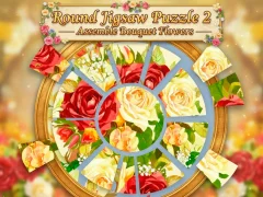 Cluiche Round jigsaw Puzzle 2 - Assemble Bouquet flowers ar líne