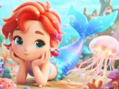 Cluiche Jigsaw Puzzle: Chibi Mermaid Marshmallow Jellyfish ar líne