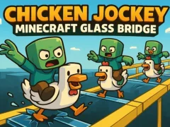 Cluiche Chicken Jockey: Minecraft Glass Bridge ar líne