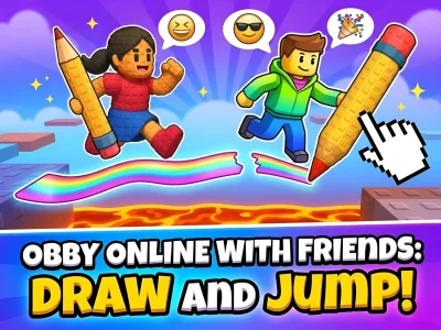 Cluiche Obby online with friends: Draw and Jump! ar líne