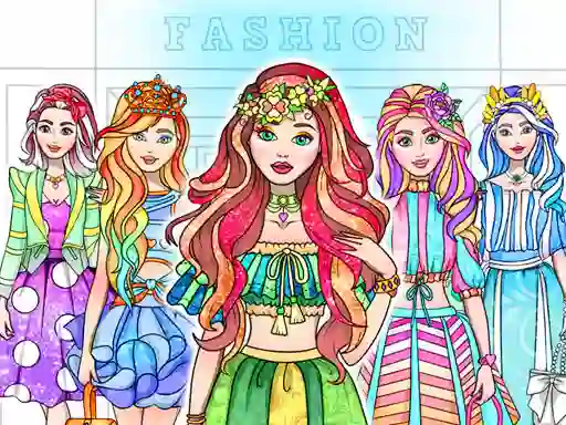 Cluiche Girl Coloring Dress Up Games ar líne