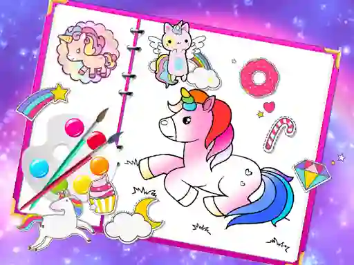 Cluiche Fabulous Cute Unicorn Coloring Book ar líne