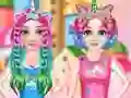 Cluiche Princesses Rainbow Unicorn Hair Salon ar líne