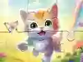 Cluiche Jigsaw Puzzle: Kitten With Butterfly ar líne