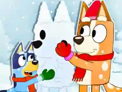 Cluiche Jigsaw Puzzle: Bluey Christmas Snowman ar líne