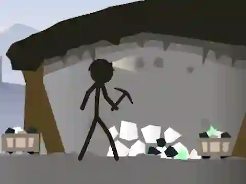 Cluiche Stickman Mining Simulator ar líne