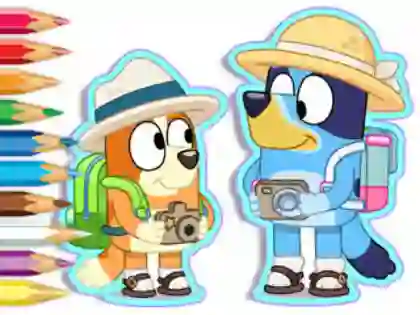 Cluiche Coloring Book: Bluey Camping ar líne
