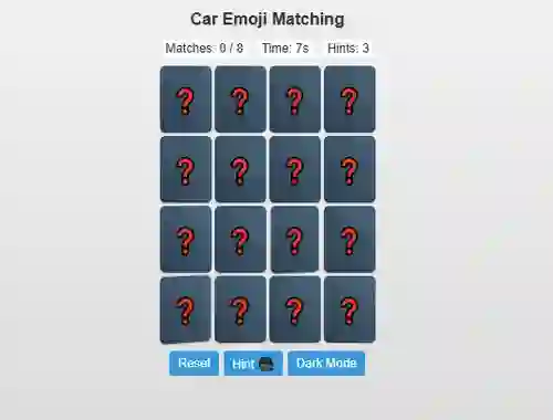 Cluiche Car Emoji Matching ar líne