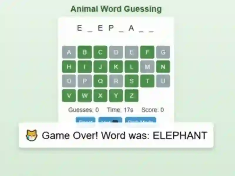 Cluiche Animal Word Guessing Game ar líne