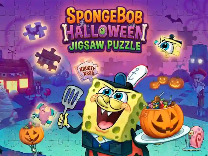 Cluiche SpongeBob Halloween Jigsaw Puzzle ar líne