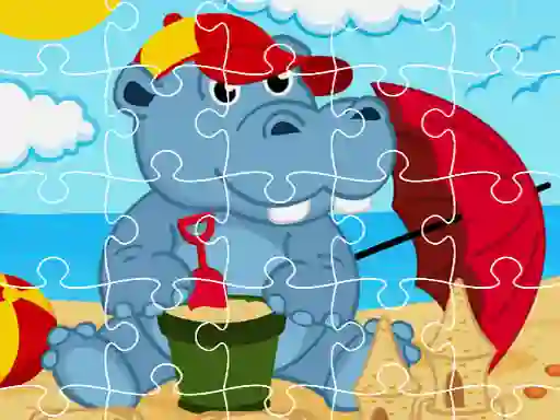 Cluiche Hippo Jigsaw ar líne