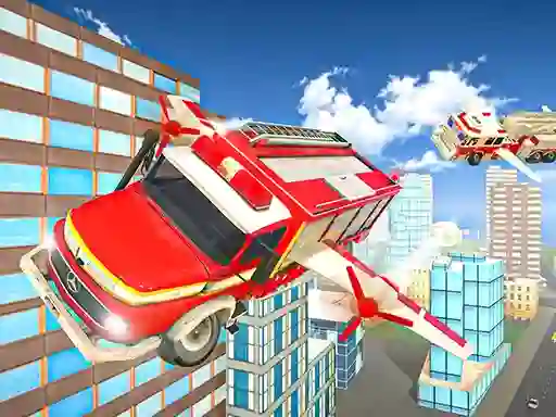 Cluiche Flying Fire Truck Driving Sim ar líne