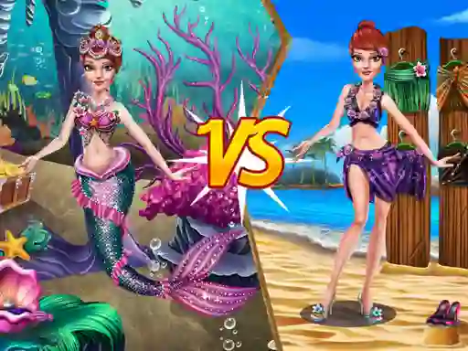 Cluiche Mermaid vs Princess Outfit ar líne