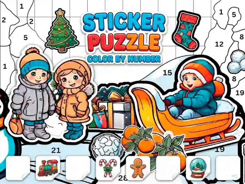 Cluiche Sticker Book Puzzle: Color By Number ar líne