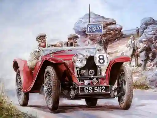 Cluiche Painting Vintage Cars Jigsaw Puzzle 2 ar líne