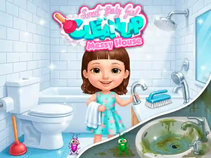 Cluiche Sweet Baby Girl Cleanup Messy House ar líne