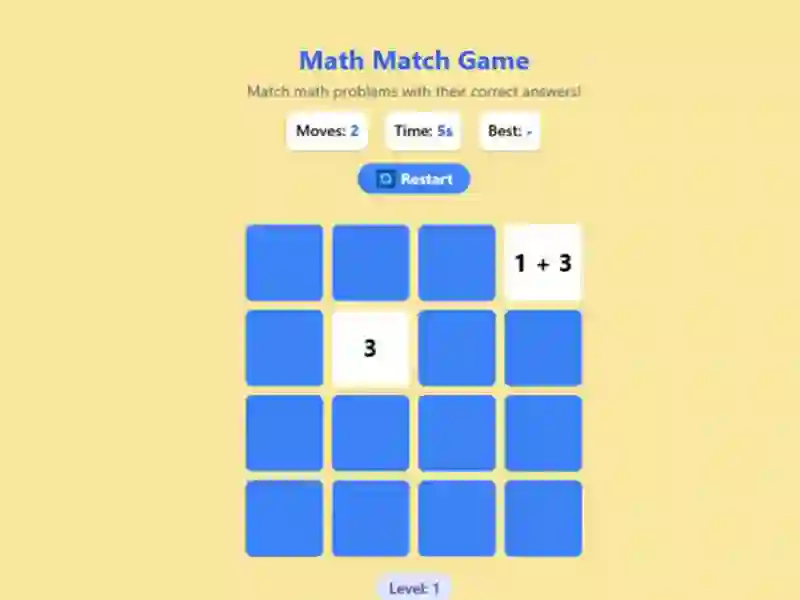 Cluiche Math Match Game ar líne