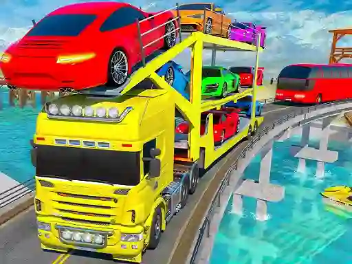 Cluiche Crazy Mega Car Transport Truck Game ar líne