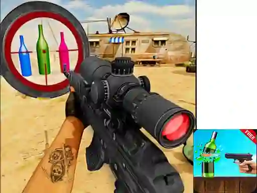Cluiche Sniper Bottle Shooting ar líne