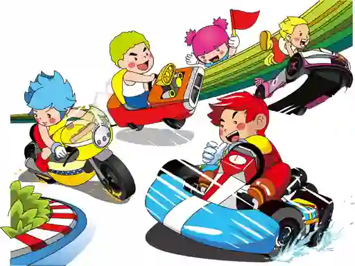 Cluiche Cartoon Kart Puzzle ar líne