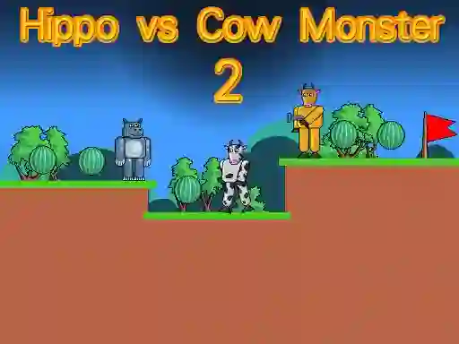 Cluiche Hippo vs Cow Monster 2 ar líne