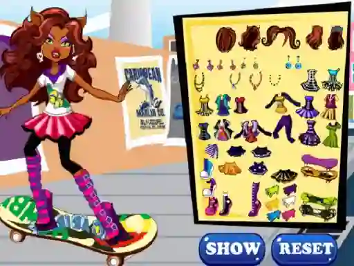 Cluiche Clawdeen skates ar líne