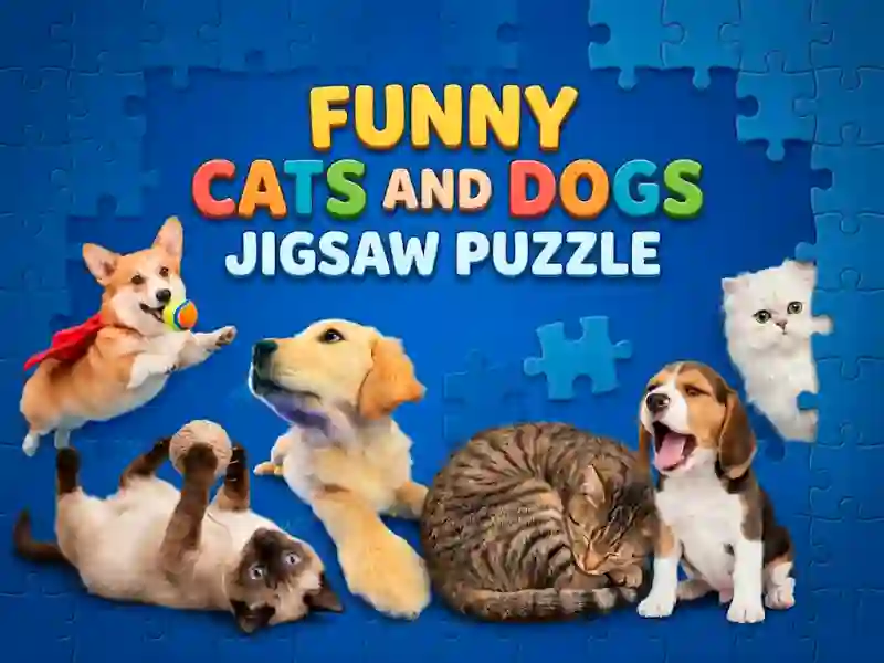 Cluiche Funny Cats And Dogs Jigsaw Puzzle ar líne