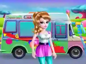 Cluiche Girly Ice Cream Truck Car Wash ar líne