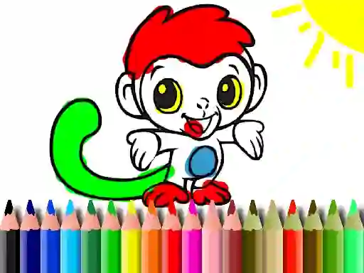 Cluiche Back To School: Monkey Coloring ar líne