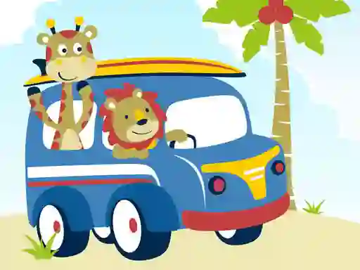 Cluiche Cute animals with cars difference ar líne