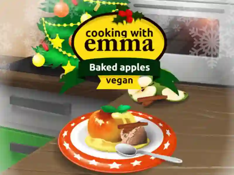 Cluiche Cooking with Emma Baked Apples vegan ar líne