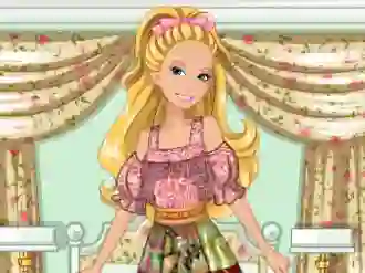 Cluiche Barbie's Patchwork Peasant Dress ar líne