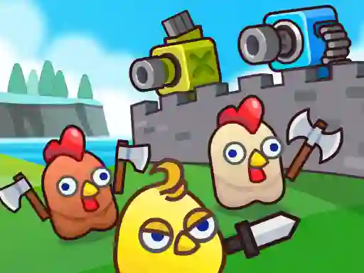 Cluiche Merge Cannon: Chicken Defense ar líne