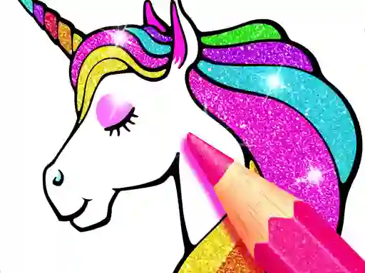 Cluiche Unicorn Coloring Book Glitter ar líne