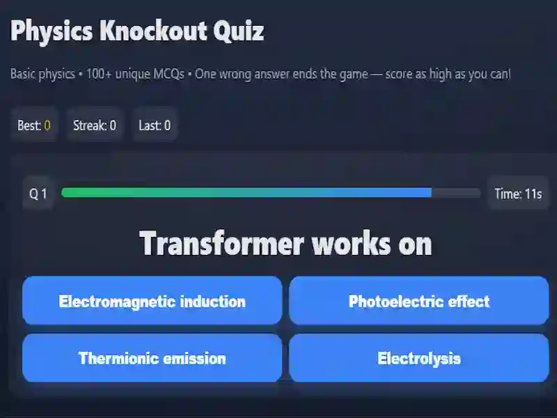 Cluiche Physics knowledge quiz ar líne