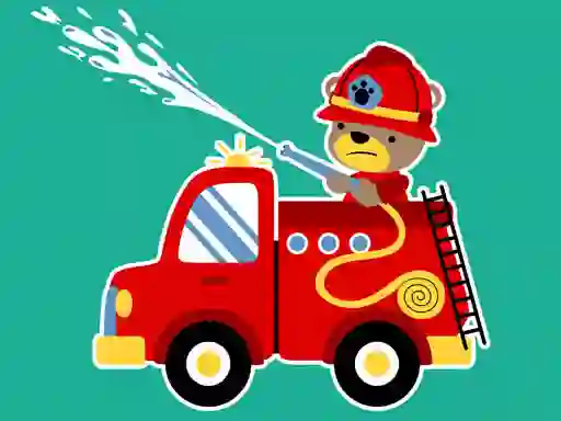 Cluiche Animal Firetrucks Match 3 ar líne