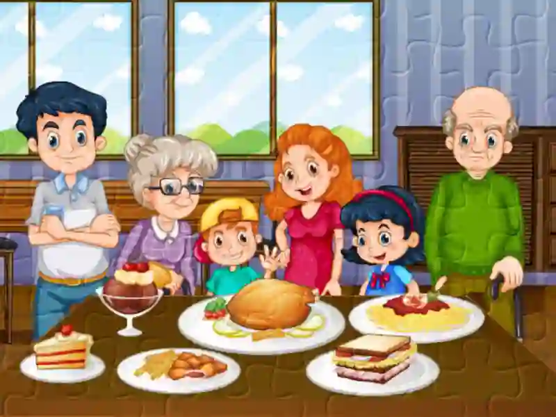 Cluiche Family Dinner Jigsaw ar líne