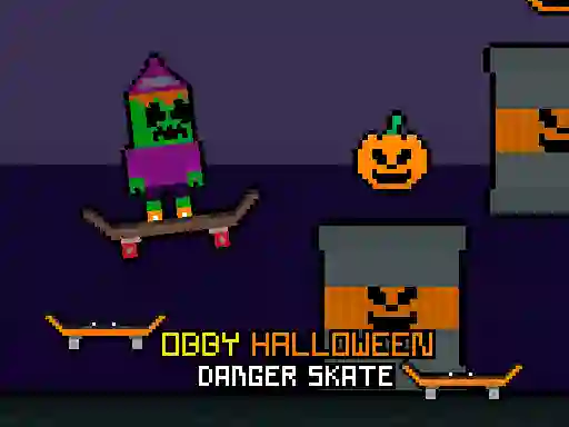 Cluiche Obby Halloween Danger Skate ar líne