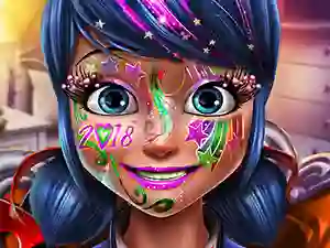 Cluiche Dotted girl new year makeup ar líne