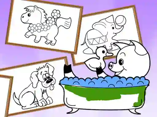 Cluiche Cartoon Coloring for Kids Animals ar líne