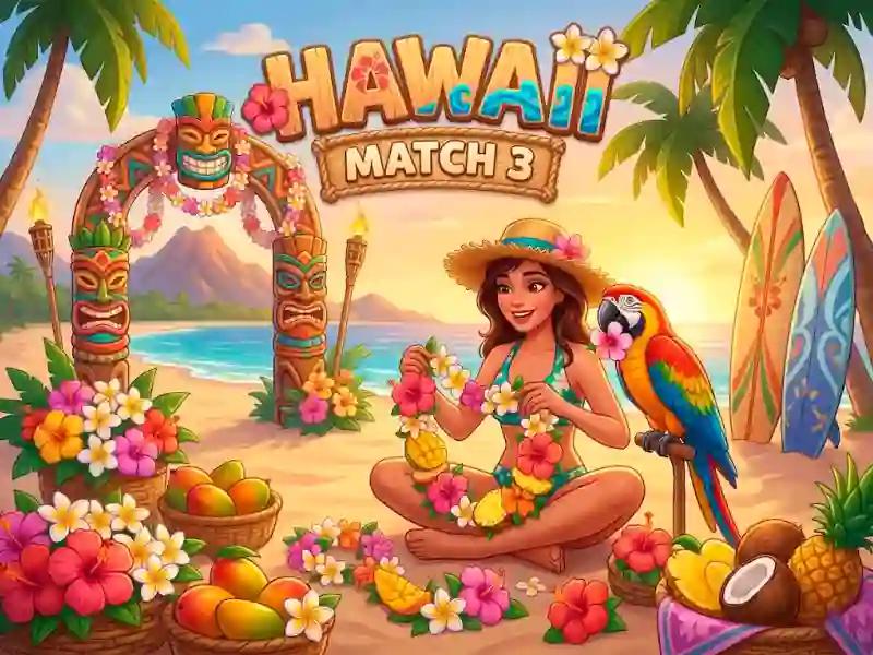 Cluiche Hawaii Match 3 ar líne